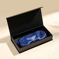 Mascherina per Dormire in Seta di Gelso di Lusso con Fodera in Spugna, Scatola Regalo con Chiusura Magnetica, Stampa a Quattro Colori, Confezione Personalizzata per Benessere e Bellezza