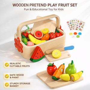 Деревянный развивающий набор игрушек «Фрукты» для ролевых игр, Монтессори-игрушки для детей для домашних игр и дошкольного обучения - Product Image 2