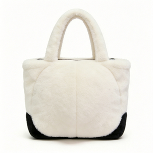 Custom Cute 3D <b>White</b> Tiger Face Plush <b>Handbag</b> with Zipper,Soft Fluffy Animal Tote Bag for Everyday Use,Cute <b>White</b> Tiger Bag - Product Image 2