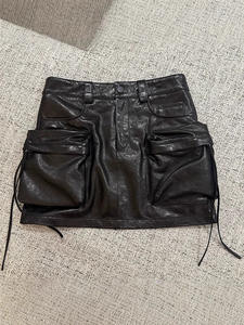 5352 แฟชั่นสุดฮิต 2026 สำหรับผู้หญิง <span class=keywords><strong>ก</strong></span>ระโปรงหนังแท้ สไตล์คาร์โ<span class=keywords><strong>ก</strong></span>้ หนังแกะเคลือบน้ำมัน <span class=keywords><strong>ก</strong></span>ระโปรงหนังสั้น มี<span class=keywords><strong>ก</strong></span>ระเป๋า - Product Image 4