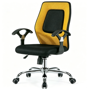<span class=keywords><strong>Chaise</strong></span> <span class=keywords><strong>de</strong></span> <span class=keywords><strong>bureau</strong></span> ergonomique en maille jaune et noire, pivotante et réglable, avec accoudoirs - Product Image 2