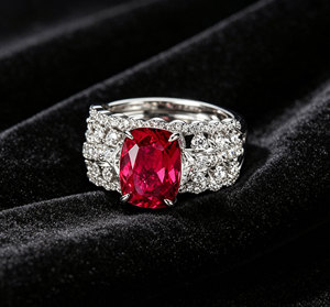 925 <b>Silver</b> Cultivated Ruby <b>Stacked</b> <b>Ring</b> Shining Fashionable Engagement Proposal Daily Surprise Gift for Girls L - Product Image 4