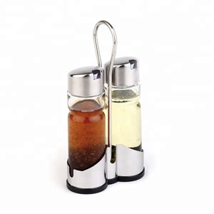 Juego de vinagrera de cristal de acero inoxidable con soporte, dispensador de aceite, sal y agitador picante, <span class=keywords><strong>BMA</strong></span>, 2 uds. - Product Image 3