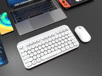 Vente flash Clavier sans fil BT 77 touches Design rétro de machine à écrire Clavier de jeu miniature rond et souris pour Win IOS Android