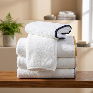 Serviettes en coton tissé Coresoft avec bordure passepoilée, écologiques, pour usage domestique, carrées et rectangulaires, Turquie - Product Image 2