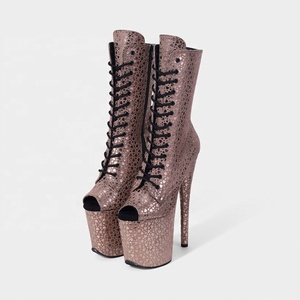 Superieure professionele op maat gemaakte plateauhakken paaldans grip <span class=keywords><strong>aerial</strong></span> dansschoenen zomer stalen neus rits sluiting polkadot dun - Product Image 3