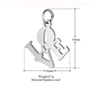 Colgante Pequeño Punk <span class=keywords><strong>de</strong></span> Acero Inoxidable con Letra LOVE, Chapado en Oro <span class=keywords><strong>Verdadero</strong></span> <span class=keywords><strong>de</strong></span> 18K, Pulido, para DIY, Pulsera o Collar - Product Image 5