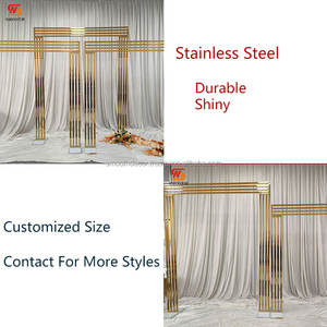 Support de fleurs rectangulaire géométrique en acier inoxydable doré, design miroir, pour décorations de mariage et fournitures de fête - Product Image 2