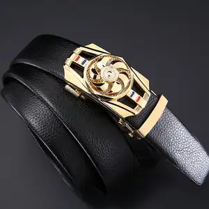 Latest Design Trend Leisure Business Automatic Buckle Rotating Belt Mens Leather Casual Belt