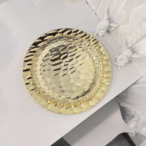 Piastre di ricarica d'oro tondo di plastica Reef piastra per piatti per la cena festa di nozze elegante decorazione <span class=keywords><strong>posto</strong></span> - Product Image 4
