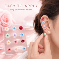 Autocollants auriculaires en strass rose, graines de pression auriculaire en cristal, patch de soin pour la santé