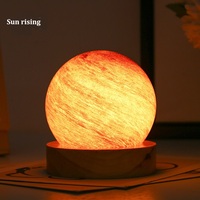 Vente flash - Lampe de nuit LED moderne en verre avec base en bois, ciel étoilé luminescent 3D, pour la décoration de la chambre