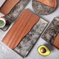 Vente chaude Bois D'ébène Et Résine Coupe Planche À Découper Pour Fromage Charcuterie Alimentaire
