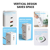 Multiprise standard américaine, rallonge multiprise standard britannique, 2 ports USB-A, 1 port USB-C, câble de 2 m, polyvalente, style Hong Kong