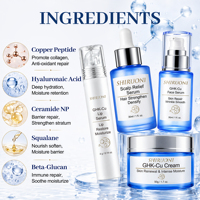Perawatan Kulit Wajah, Kulit Kepala, dan Bibir dengan Peptida Tembaga Private Label, Set Perawatan Kulit untuk Hidrasi Mendalam, Mencerahkan, Mengurangi Garis Halus GHK Cu dengan Minyak Jojoba dan Lidah Buaya