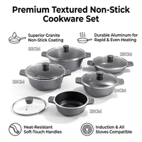 Juego de Utensilios de Cocina Antiadherentes de Aluminio Fundido a Presión, Modernos y Populares, con Mango Suave
