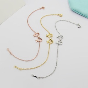 Collar <span class=keywords><strong>de</strong></span> Acero Inoxidable con Letra T <span class=keywords><strong>de</strong></span> Bambú y Corazón Cruzado con Diamante Único para Mujer, Collar Doble <span class=keywords><strong>de</strong></span> Corazón <span class=keywords><strong>de</strong></span> Durazno Chapado <span class=keywords><strong>en</strong></span> Oro Estilo Deportivo - Product Image 4