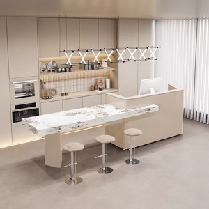 Bancone Reception per Hotel, Aziende, Club, Uffici, Negozi di Abbigliamento, Saloni di Bellezza, Bar, Cassa, Bancone per Verniciatura Personalizzato - Product Image 2