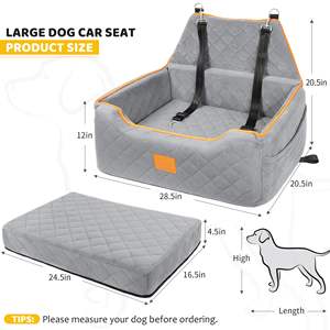 Fábrica certificada de asientos de coche para perros grandes/medianos, asiento elevador de viaje lavable desmontable, asiento para mascotas con bolsillos de almacenamiento - Product Image 2