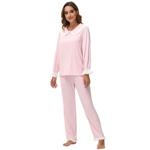 All'ingrosso <span class=keywords><strong>abbigliamento</strong></span> da <span class=keywords><strong>donna</strong></span> di lusso di alta qualità 2 pezzi Set da notte elegante da <span class=keywords><strong>donna</strong></span> Set di pigiami in cotone per la casa - Product Image 6