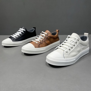 Baskets basses décontractées en cuir véritable blanc uni à lacets pour hommes, style luxe léger, respirantes <span class=keywords><strong>et</strong></span> polyvalentes - Product Image 4