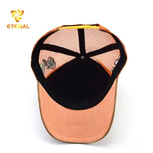 Gorra de camionero de pana color marrón claro para adultos, gorra clásica deportiva con logo personalizado, venta al por mayor