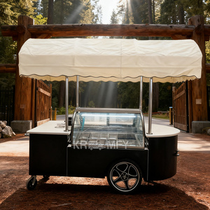 Ice Cream Food Truck Push Cart <b>Display</b> <b>Case</b> Ice Cream Trolley Gelato Cart Outdoor Flower Cart - Product Image 2