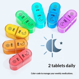 Wholesale Portable Weekly Seven-Day Plastic Medicine Organizer Pill <b>Box</b> Two Meal Dosage Sealed <b>Mini</b> Compartmentalized Design - Product Image 4