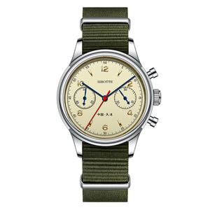 Montre-bracelet chronographe pour homme SIBOTTE Mouvement <span class=keywords><strong>SEIKO</strong></span> Cristal saphir 40 mm Or rose Acier inoxydable Analogique Vert Mécanique - Product Image 3