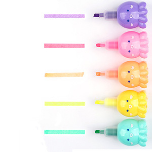 <b>Mini</b> 5-Color Octopus Highlighter with Oblique Brush Tip Cute School Creative Gift Set for Kids - Product Image 4