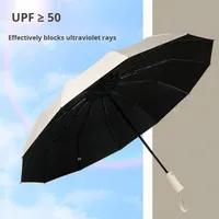 Parapluie 12 os de grande taille pour femmes Entièrement automatique à double usage Soleil et pluie Design moderne pliable avec protection UV et solaire