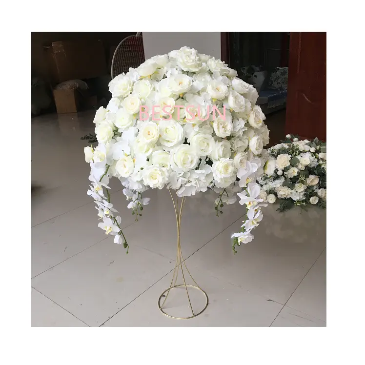 Toptan özelleştirilmiş düğün masa Centerpieces yapay çiçek top