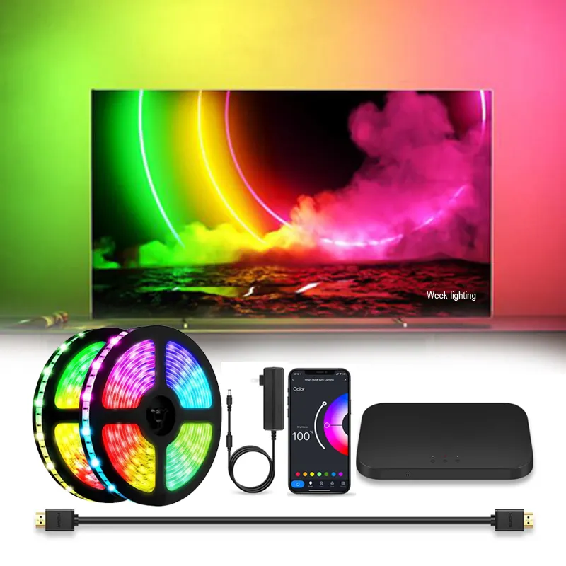 Source Ambient TV Led Backlight For 4K HDMI Device Sync Box Led Strip Lamp Monitor Back Lights Kit Works with Alexa Google on m.alibaba.com