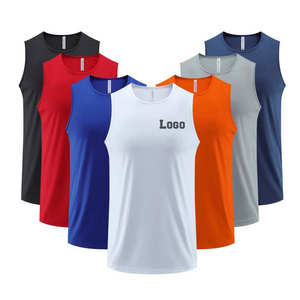 カスタムロゴメンズ100% ポリエステル速乾性ワークアウトノースリーブシャツ通気性マッスルシャツ軽量ランニングタンクトップ - Product Image 2