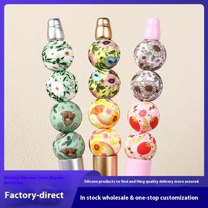 Cross-Biên Giới 15Mm Hoa Cổ Điển In Silicone Hạt Cho Tự Làm Đồ Trang Sức Vòng Đeo Tay Mềm Bpa-Miễn Phí Nước Nóng Chuyển Lỏng Hạt - Product Image 2