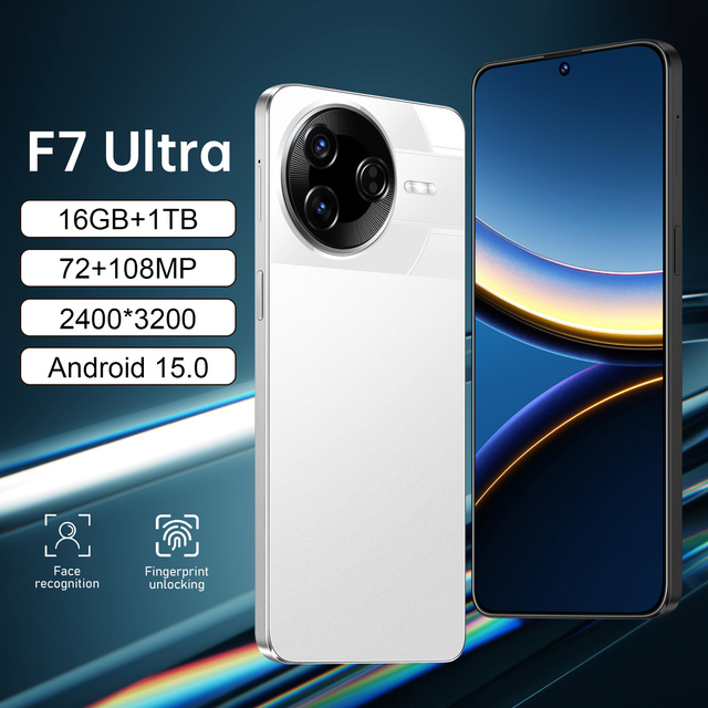 Unlocked Dual SIM F7 Ultra 5G Deca Core CPU 108MP Rear Camera HD Screen Android 15 System 16GB+1TB Memory CDMA LTE Wholesale