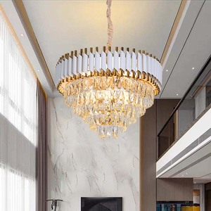 Lámpara de Techo Redonda de Lujo para Interiores, Araña de Cristal Moderna Negra y Dorada con LED para el Hogar - Product Image 3