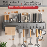 Support mural pour ustensiles de cuisine, organisateur de rangement, porte-couteaux de cuisine, organisateur intelligent pour ustensiles de cuisine avec crochets en acier