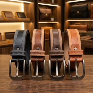 Cinturón de Cuero Vacuno Estilo Vintage para Hombre, Hebilla Cuadrada de Acero Resistente, Ecológico, Reversible, 3.8cm de Ancho, 138cm de Largo - Product Image 1