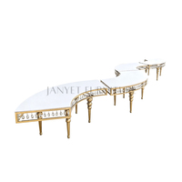 Table Courbe pour Mariage et Événements – Table Serpentine en Acier Inoxydable Doré pour Salle à Manger