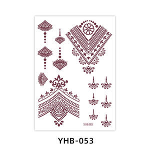 En Promotion Autocollants de <span class=keywords><strong>Tatouage</strong></span> Tendance au Henné Mehndi Rouge-Brun, Art Corporel <span class=keywords><strong>Arabe</strong></span> pour Visage et <span class=keywords><strong>Main</strong></span>, Tatouages Temporaires Étanche - Product Image 4