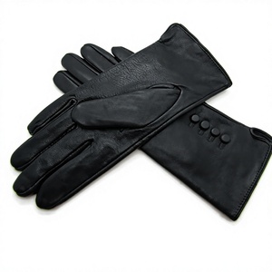 Guantes de piel de oveja negros para mujer al por mayor, hasta la muñeca, sin forro, térmicos, transpirables, para invierno, casuales, para uso diario y fiestas. - Product Image 4