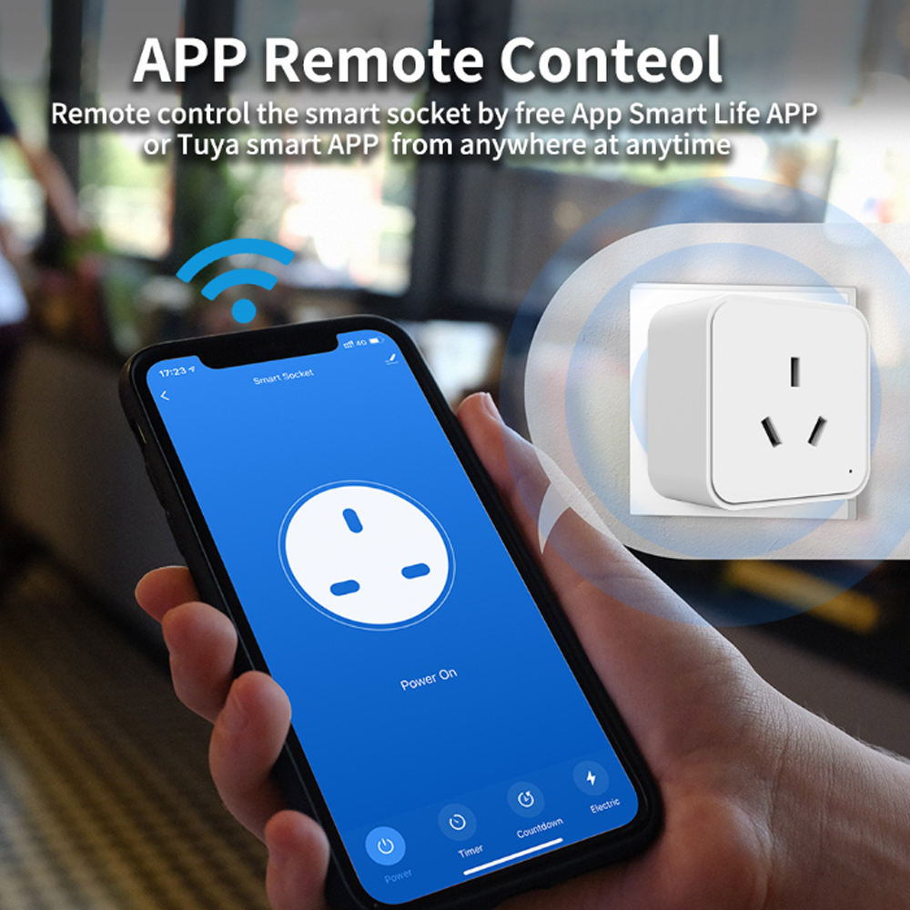 HONPNK AU 16A Tuya WiFi Smart Plug ABS Voice/Remote App Control/Timer Function Tuya Alexa Google Assistant