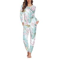 2023 impression personnalisée belles fleurs motif femmes pyjamas deux pièces ensemble décontracté début printemps début automne vêtements de nuit costumes