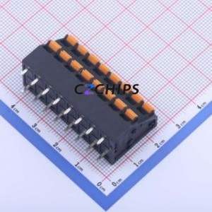 KFM736H-5.0-2*8P Spring Terminal Block Through hole Component (THT),P=5mm Connector 2x8P 5mm Black 16P - Product Image 1