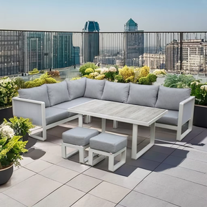 Sofa de salon modulaire moderne en aluminium blanc et noir Ensembles de jardin de loisirs pour <span class=keywords><strong>le</strong></span> patio extérieur Hôtel <span class=keywords><strong>Restaurant</strong></span> ou meubles de parc - Product Image 1