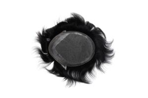 Chất Lượng Cao Người Đàn Ông Của Ấn Độ Remy Tóc Thẳng Tóc Giả Tóc Ren Pháp Cơ Sở PU Bên Hệ Thống Tóc Topper - Product Image 3