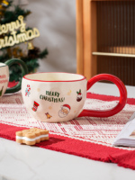 Meilleures ventes - Tasse en céramique de qualité alimentaire - Design de Noël - Bonhomme en pain d'épices - Impression d'arbre de Noël - Tasse en porcelaine pour cadeaux de Noël