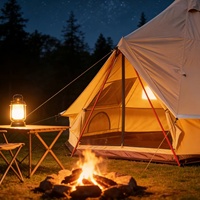Yurt familial quatre saisons, type étendu, grand espace, tente de camping de voyage haute performance, ventilée, en tissu polycoton robuste et renforcé, avec lit.