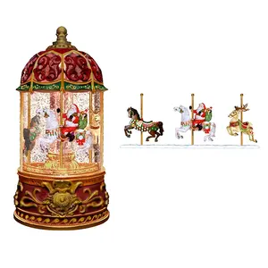 Carrusel estilo delicado mágico decoración de Navidad brillo regalos globo de nieve globo de agua iluminado Mini Accesorios